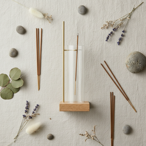 Suspended Glass Ash-Catcher Incense Holder - flat lay