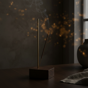 Kanso Brass Line Incense Holder - mood shot