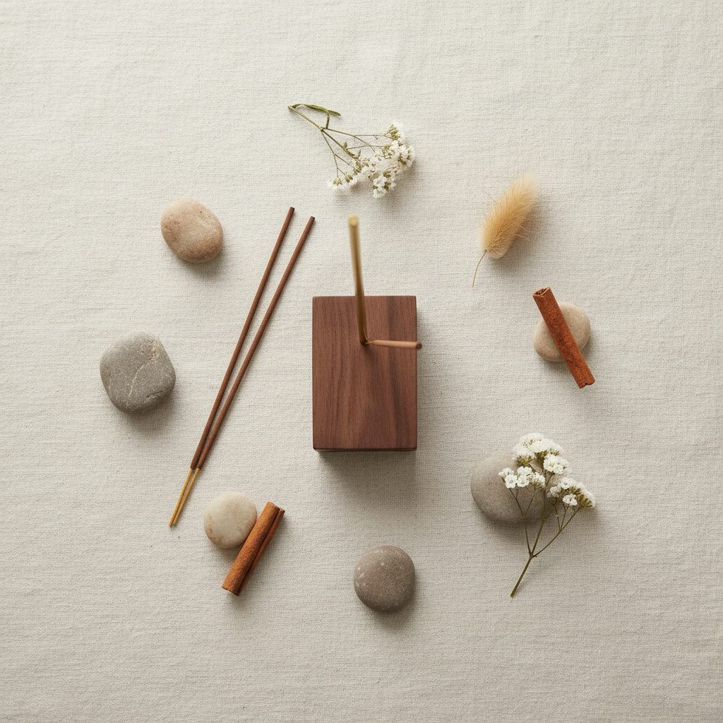 Kanso Brass Line Incense Holder - flat lay