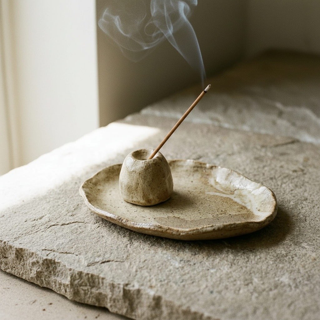 Stone Tray Incense Holder Set - detail shot