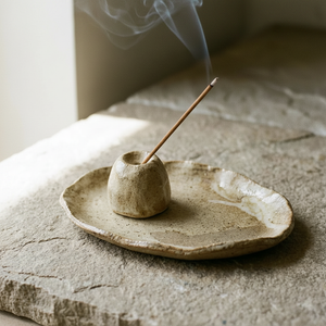 Stone Tray Incense Holder Set - mood shot