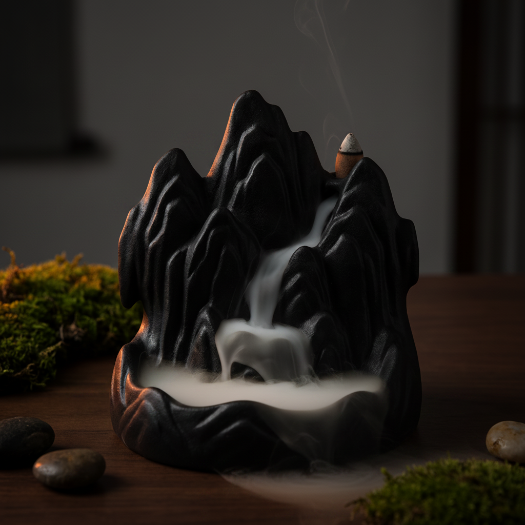 Mountain Waterfall Backflow Burner - night mood