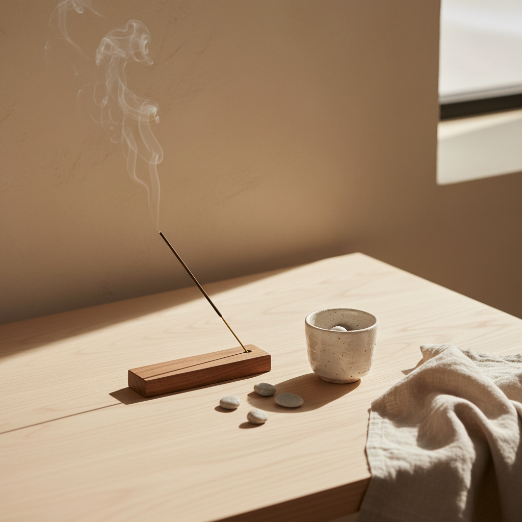 Kanso Brass Line Incense Holder - lifestyle scene