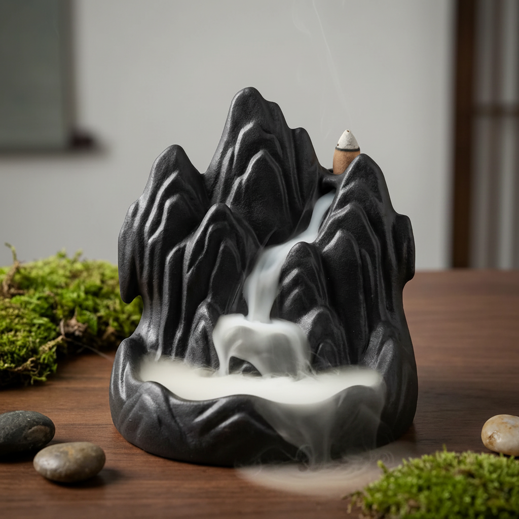 Mountain Waterfall Backflow Burner - smoke detail